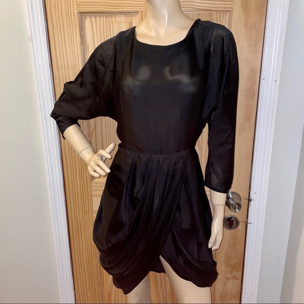 H&M Draped Satin Scoop Neck Formal Sarong dress